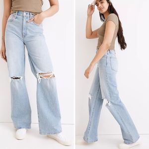 NEW Madewell Petite Superwide-Leg Jeans in Blaisdell Wash, 27P